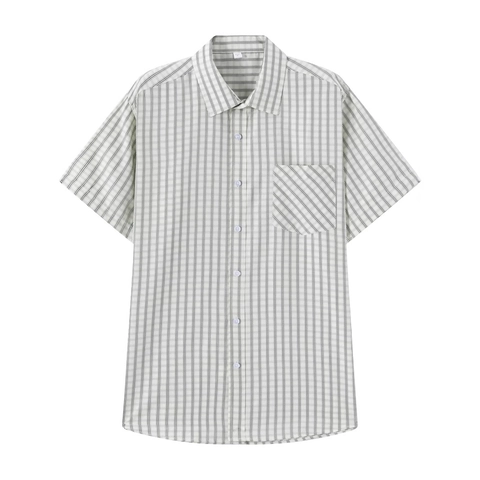 Heren Casual Geruit Overhemd met Korte Mouwen Revers Single Breasted Lichtgewicht Zomer Top Outdoor Daily Mode