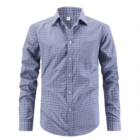 Men's Business Formal Plaid Long Sleeve Shirt Classic Grid Button Down Top With Chest Pocket US Size Men Fashion Shirt