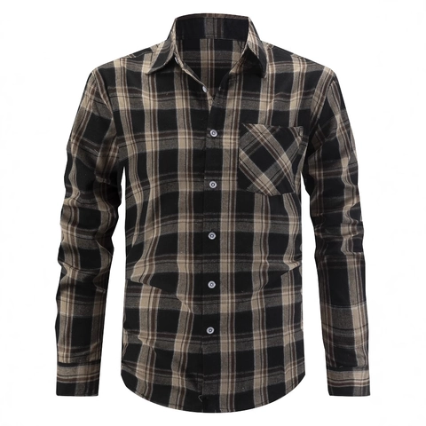 Men's Classic Plaid Long Sleeve Shirt Vintage Contrast Color Button Down Lapel Casual Tops For Daily Office Wear