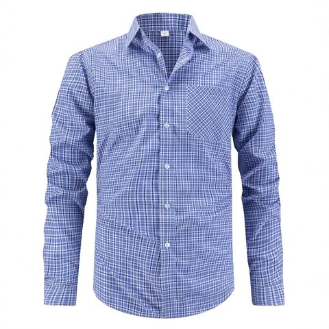 Men's Business Casual Plaid Shirt Regular Fit Long Sleeve Turndown Collar Polyester Rayon Blend Checked Button Down Top