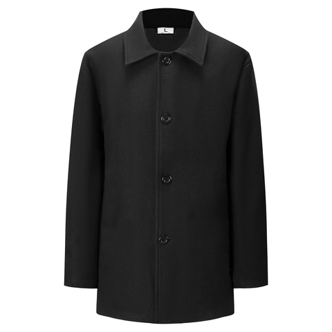 Men Wool Blend Middle Long Overcoat With Notch Lapel And Single Breasted Closure Solid Color Outerwear For Casual Business
