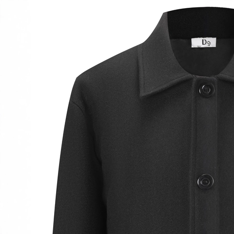 Men Wool Blend Middle Long Overcoat With Notch Lapel And Single Breasted Closure Solid Color Outerwear For Casual Business