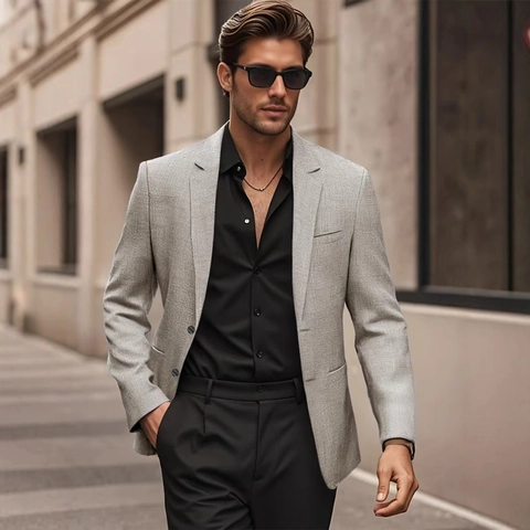 Herren Casual Leinenmischung Sakko Slim Fit Reverskragen Leichte Jacke Für Business Büro Alltag Mode Atmungsaktive Oberbekleidung