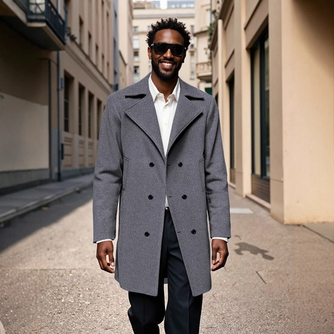 Heren Double Breasted Wollen Trenchcoat Lang Slim Fit Zakelijk Casual Overjas Windjack Voor Herfst Winter