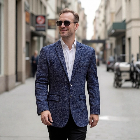 Ανδρικό Slim Fit Casual Σακάκι Ελαφρύ Πολυεστερικό Με Υφή Κοστούμι Γραφείου Business Πέτο με Εγκοπή για Καθημερινή Χρήση