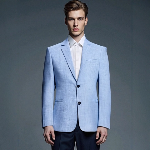 Chaqueta de Traje Casual para Hombre de Corte Ajustado Color Sólido Mezcla de Poliéster y Lino de Dos Botones para Negocios Oficina Trabajo Estilo de Moda