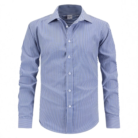 Herren Business Casual Gestreiftes Hemd Langarm Reverskragen Polyester Bügelfrei Dress Hemd Für Büro Alltäglicher Gebrauch