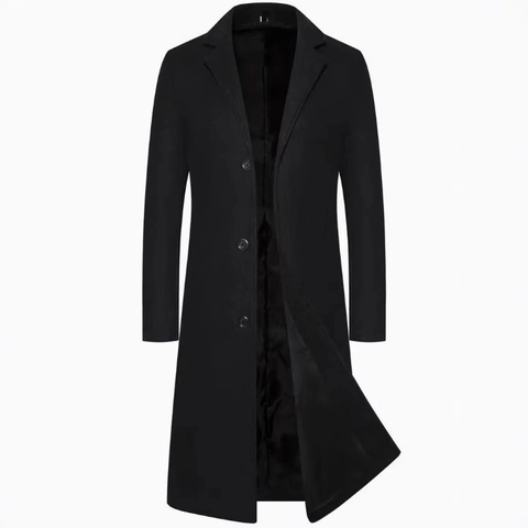 Eleganter Herren Trenchcoat Lang Slim Fit Einreihig Mercerisierter Polyester Business Casual Mantel Für Frühling Herbst