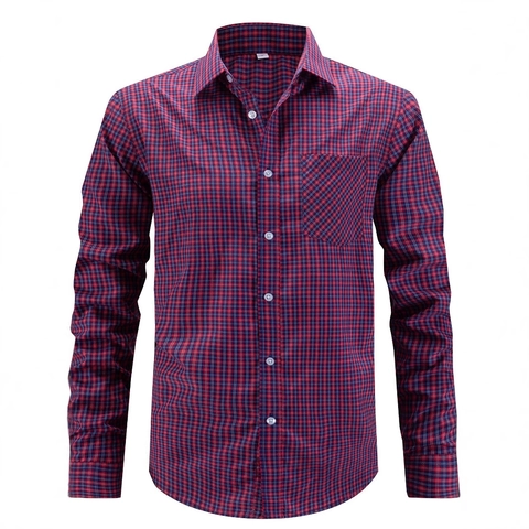 Heren Zakelijk Casual Geruit Overhemd Lange Mouw Button Down Revers Top Met Zak Voor Werk Kantoor Dagelijks Gebruik Regular Fit