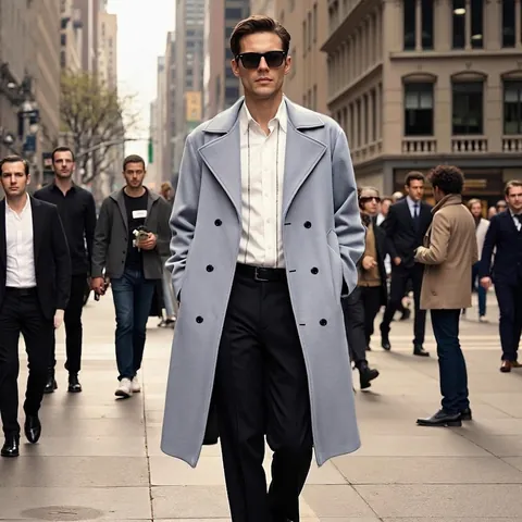 Heren Double Breasted Wollen Trenchcoat Klassieke Revers Slim Fit Overjas Zakelijk Casual Mid Lange Windjack Winter Outwear