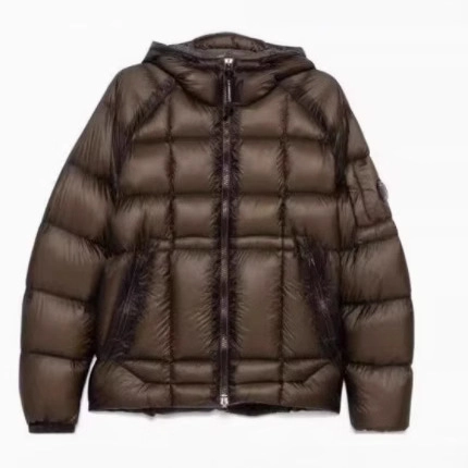 Men's Glossy Padded Jacket Shiny Square Quilted Hooded Winter Coat With Lens Pocket Detail Urban Functional Outerwear For Men