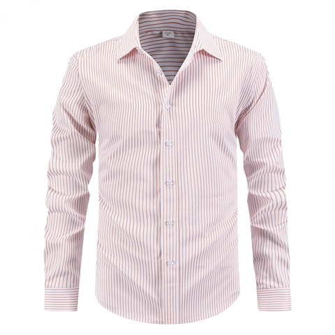 Herren Langarm Gestreiftes Hemd Bügelfrei Polyester Viskose Mischung Business Casual Button Down Top Slim Fit Gentleman Hemd Für Büro Alltag