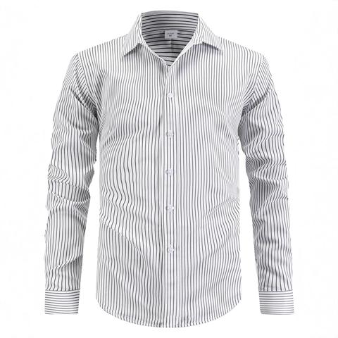 Herren Langarm Gestreiftes Hemd Bügelfrei Polyester Viskose Mischung Business Casual Button Down Top Slim Fit Gentleman Hemd Für Büro Alltag