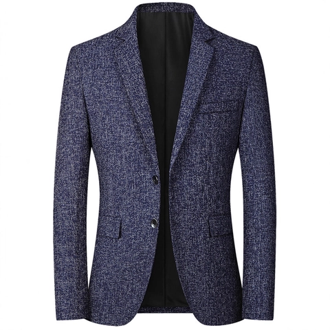 Chaqueta Blazer Casual Slim Fit para Hombre Poliéster Textura Moteada Americana Dos Botones Solapa de Muesca para Oficina