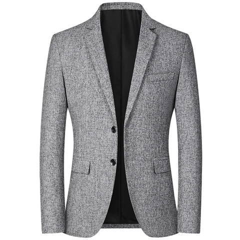 Chaqueta Blazer Casual Slim Fit para Hombre Poliéster Textura Moteada Americana Dos Botones Solapa de Muesca para Oficina