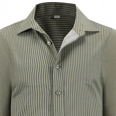 Herren Business Casual Gestreiftes Langarm Hemd Umlegekragen Knöpfe Polyester Viskose Mischung Standard Passform Mode Top