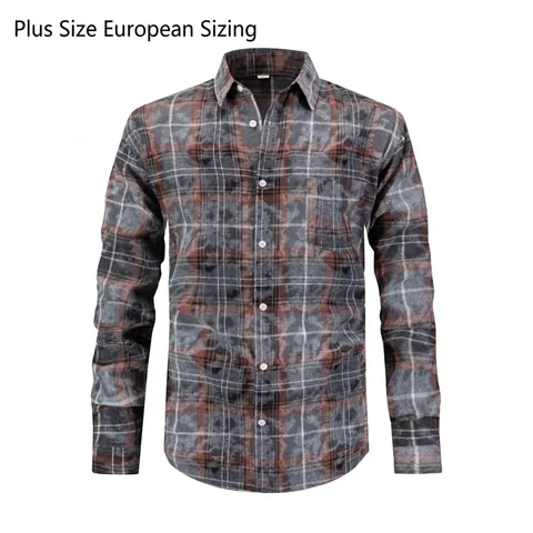 Camisa Casual de Cuadros para Hombre Manga Larga sin Planchado Franela Top a Cuadros Con Bolsillo para Trabajo Uso Diario
