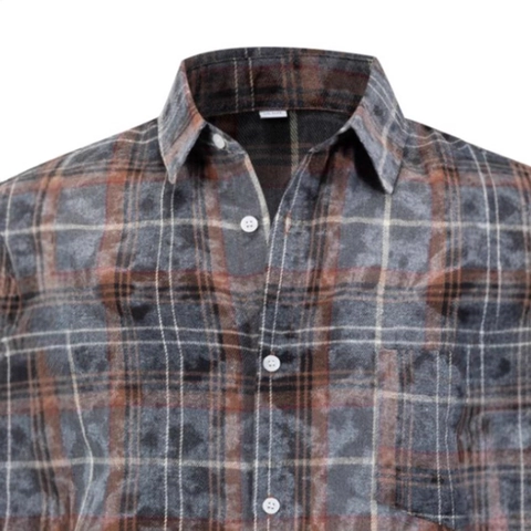 Camisa Casual de Cuadros para Hombre Manga Larga sin Planchado Franela Top a Cuadros Con Bolsillo para Trabajo Uso Diario