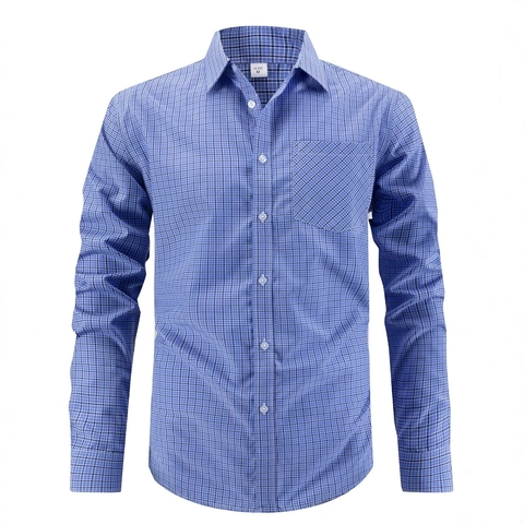 Camisa de Cuadros de Manga Larga para Hombre Talla EE UU Mezcla de Poliéster Rayón Casual Business Cuello Camisero Tops para Adultos