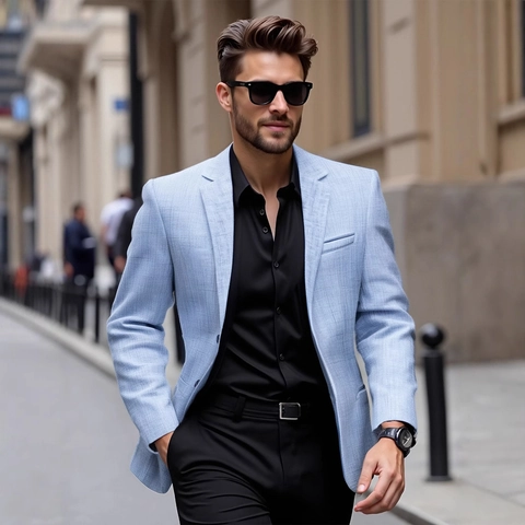 Herren Business Casual Blazer Revers Slim Fit Leichte Sakko Leinenmischung Atmungsaktive Oberbekleidung Für Frühling Herbst