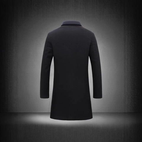 Manteau Mi-long pour Homme Boutonnage Simple Col à Revers Coupe Slim Veste d'Hiver en Polyester pour Affaires Professionnelles