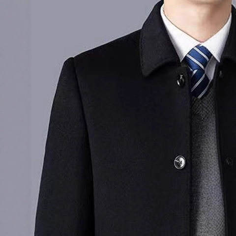 Abrigo de Lana de Negocios Casual para Hombre Abotonadura Sencilla Solapa Largo Medio Cálido Abrigo de Mezcla de Poliéster para Hombre Otoño Invierno