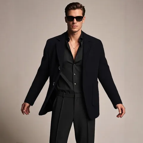 Blazer de Negocios Casual para Hombre Chaqueta de Traje de Tweed de Lana Botonadura Sencilla Solapa de Muesca Corte Ajustado para Oficina