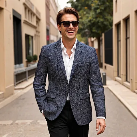 Giacca da Uomo Slim Fit Moda Casual Strutturata Leggera con Revers a Due Bottoni Giacca da Ufficio Elegante per Uomo