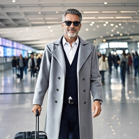 Heren Slim Fit Double Breasted Trenchcoat Zakelijk Casual Lange Overjas Effen Kleur Revers Outwear Voor Herfst Winter