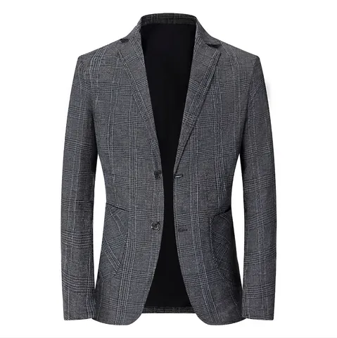 Blazer Ajustado de Cuadros para Hombre con Solapa de Muesca Chaqueta de Traje Monopetto Business Casual para Primavera Verano
