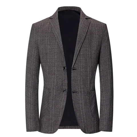 Blazer Ajustado de Cuadros para Hombre con Solapa de Muesca Chaqueta de Traje Monopetto Business Casual para Primavera Verano