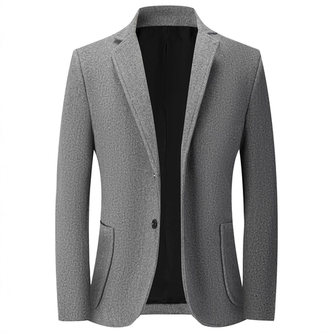 Chaqueta Blazer Casual para Hombre Solapa de Muesca Monopetto Ajuste Ceñido Chaqueta de Poliéster Suave para Negocios