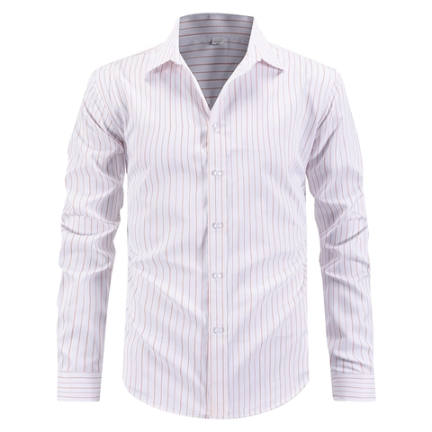 Camisa a Rayas para Hombre de Manga Larga Business Casual Solapa Poliéster Rayón Top de Botones Para Trabajo Diario