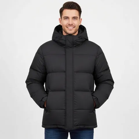 Piumino da Uomo Invernale da Esterno Con Cappuccio Cappotto in Piumino d'Oca Bianca Tinta Unita Nero Spesso Caldo Casual Abbigliamento da Uomo