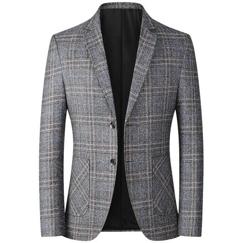 Ανδρικό Business Casual Καρό Σακάκι Slim Fit Γιακάς με Εγκοπή Αθλητικό Μονόπετο Σακάκι Κοστουμιού για Γραφείο Καθημερινό Γάμο