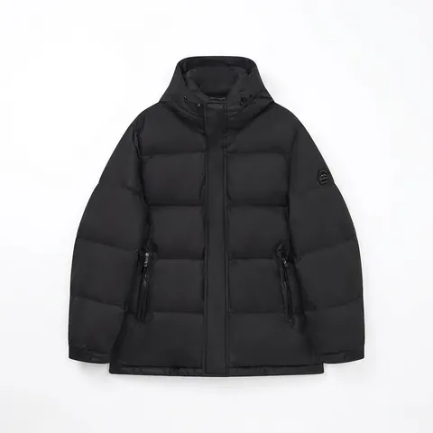 Men Hooded Down Jacket White Goose Down Thickened Warm Winter Coat Outdoor Hiking Minimalist Windproof Plus Size Jacket