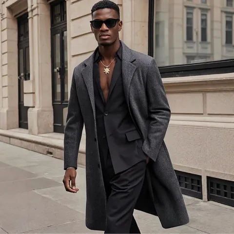 Men Woolen Overcoat Long Length Single Breasted Quilted Lining Thick Winter Jacket British Style Business Casual Trench Coat