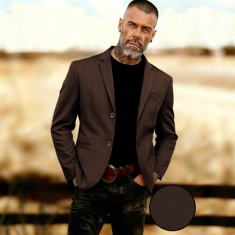 Ανδρικό Σακάκι Slim Fit Casual Με Εγκοπή Πέτου Δύο Κουμπιά Υφή Σερζέ Επαγγελματικό Σακάκι για Καθημερινό Γραφείο Πάρτι