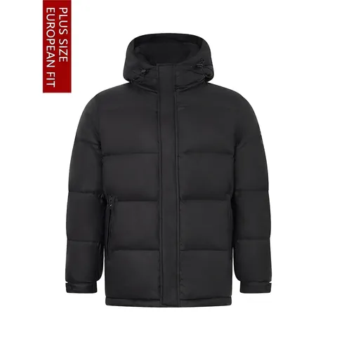 Piumino da Uomo Nero Con Cappuccio Cappotto Invernale Imbottito Caldo Outdoor Casual Capospalla Trapuntato Con Imbottitura in Piumino d'Oca Bianca