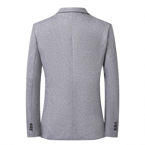 Blazer para Hombre Ajustado con Motivo de Espiga Solapa de Dos Botones Chaqueta de Traje Casual de Negocios Elegante