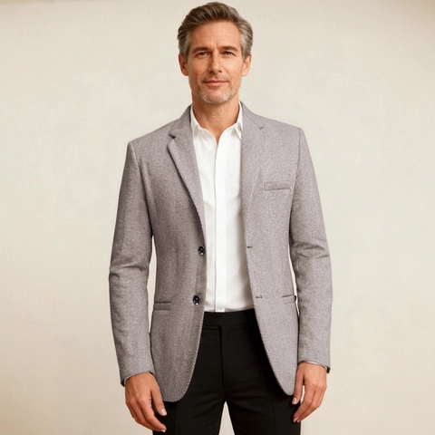 Men's Business Casual Herringbone Blazer Thickened Warm Notched Lapel Two Button Slim Fit Suit Jacket For Autumn Winter