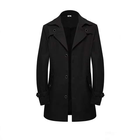 Herren Trenchcoat Business Casual Mittellang Einreihig Reverskragen Polyester Windjacke Jacke Frühling Herbst Saison