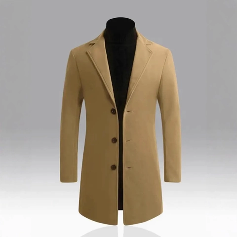 Heren Business Casual Halflange Overjas Revers Single-breasted Effen Kleur Polyester Trenchcoat Slim Fit Outerwear