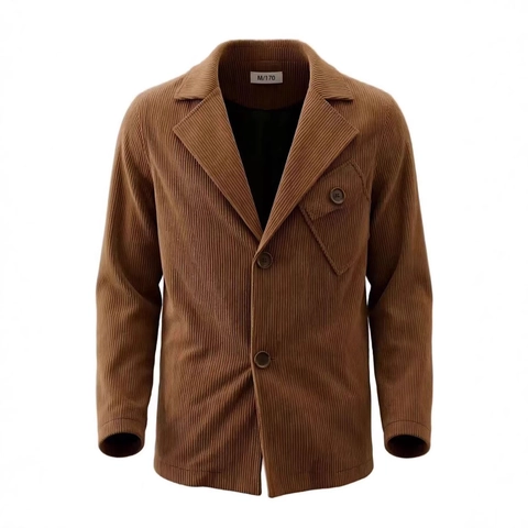 Blazer de Pana para Hombre Vintage Solapa de Muesca Botonadura Sencilla Casual Negocios Chaqueta Color Sólido Manga Larga