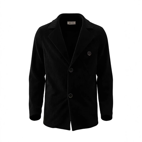 Blazer de Pana para Hombre Vintage Solapa de Muesca Botonadura Sencilla Casual Negocios Chaqueta Color Sólido Manga Larga