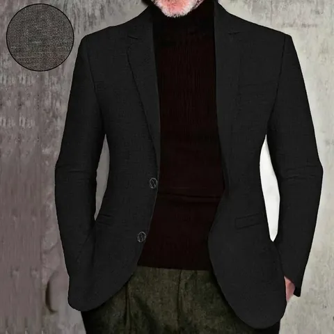 Men Casual Fashion Slim Fit Blazer Notch Lapel Solid Color Lightweight Textured Sport Coat Spring Autumn Business Jacket