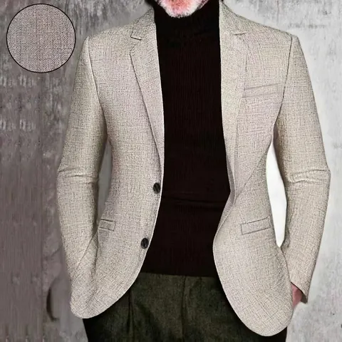 Men Casual Fashion Slim Fit Blazer Notch Lapel Solid Color Lightweight Textured Sport Coat Spring Autumn Business Jacket