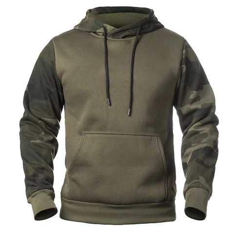 Herren Camouflage Fleece Hoodie Langarm Kordelzug Sweatshirt Kängurutasche Winter Casual Outdoor Sport Streetwear
