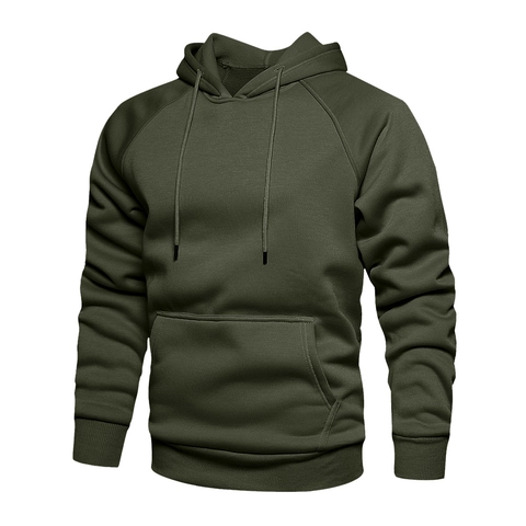 Men's Casual Solid Color Hoodie Streetwear Hip Hop Pullover Raglan Sleeves Kangaroo Pocket Soft Cotton Blend Sweatshirt