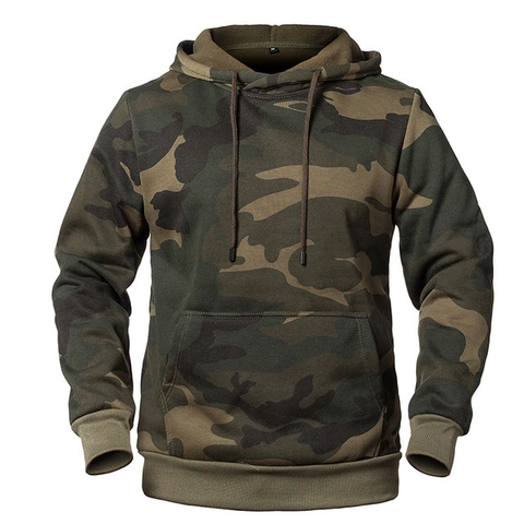 Herren Camouflage Fleece Hoodie Langarm Kordelzug Sweatshirt Kängurutasche Winter Casual Outdoor Sport Streetwear